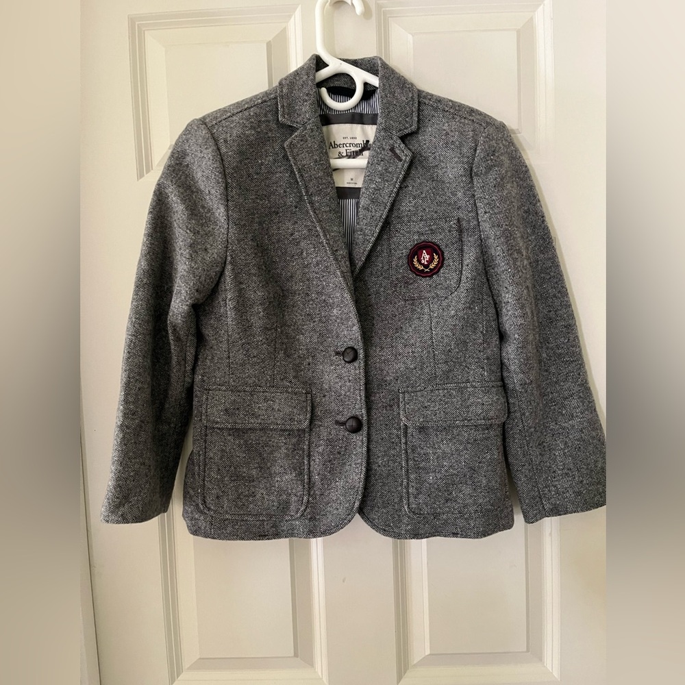 Abercrombie & Fitch SchoolBoy Blazer - Blue Gray White tweed with Crest size M